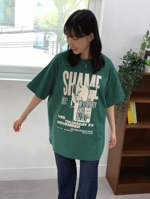 셰임 프린팅 오버핏 반팔 티셔츠 #남여공용-4colors