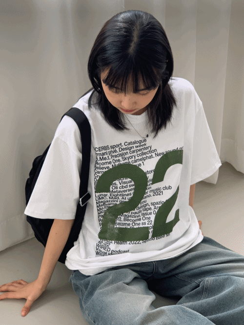 [탄탄/오버핏] 22 프린팅 오버 루즈핏 반팔 티셔츠 -4colors
